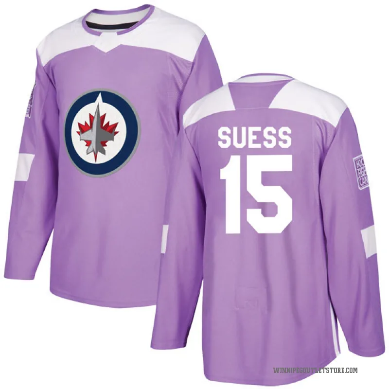 Youth C.J. Suess Winnipeg Jets Fights Cancer Practice Jersey - Purple Authentic